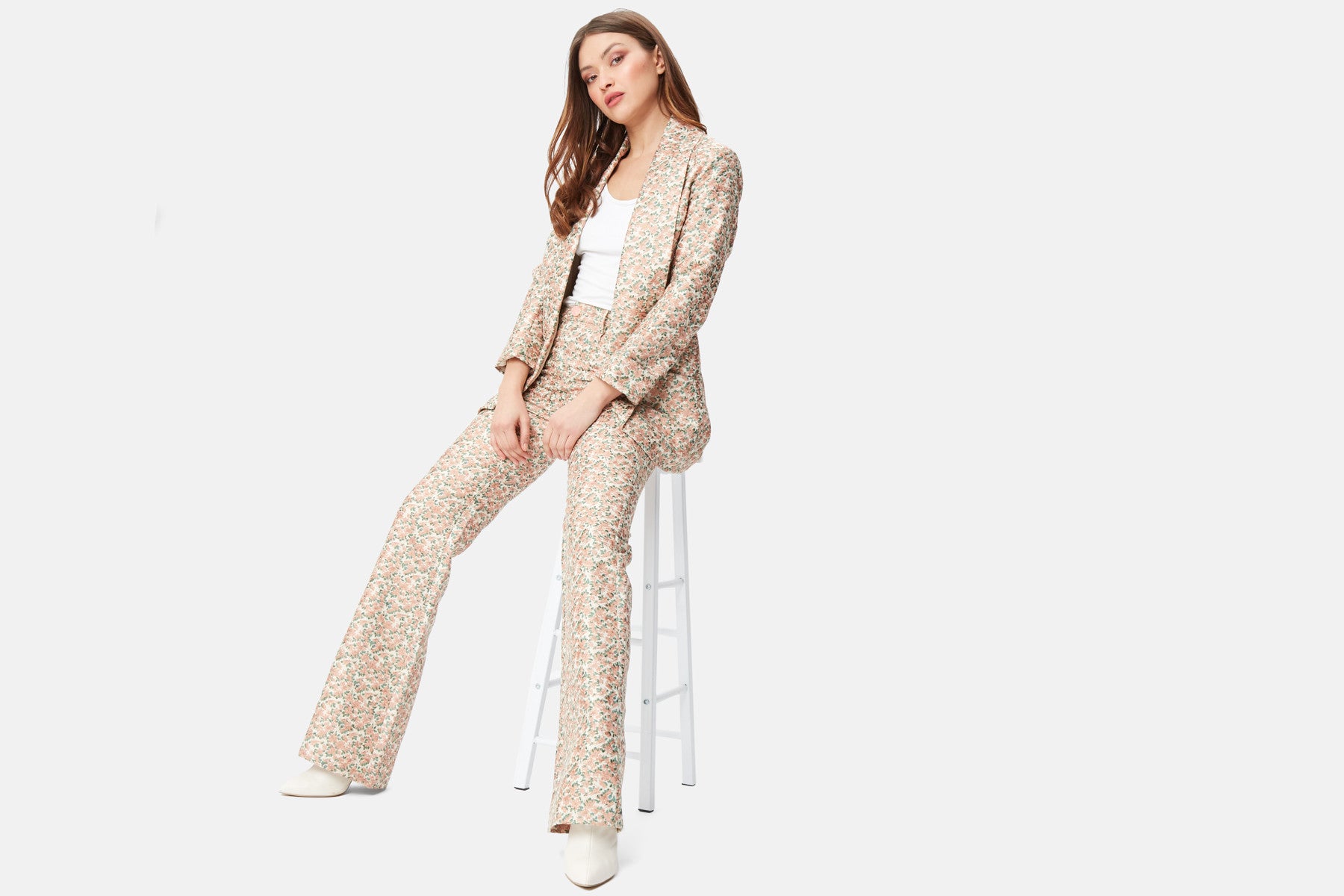 Brocade Gold Thread Flare Trousers-3