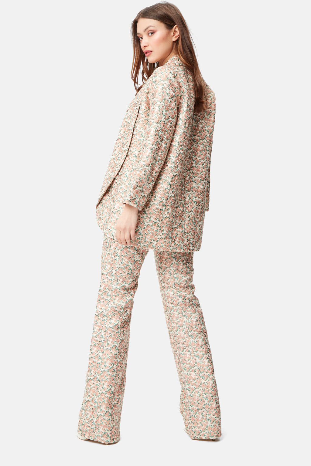 Brocade Gold Thread Flare Trousers-4