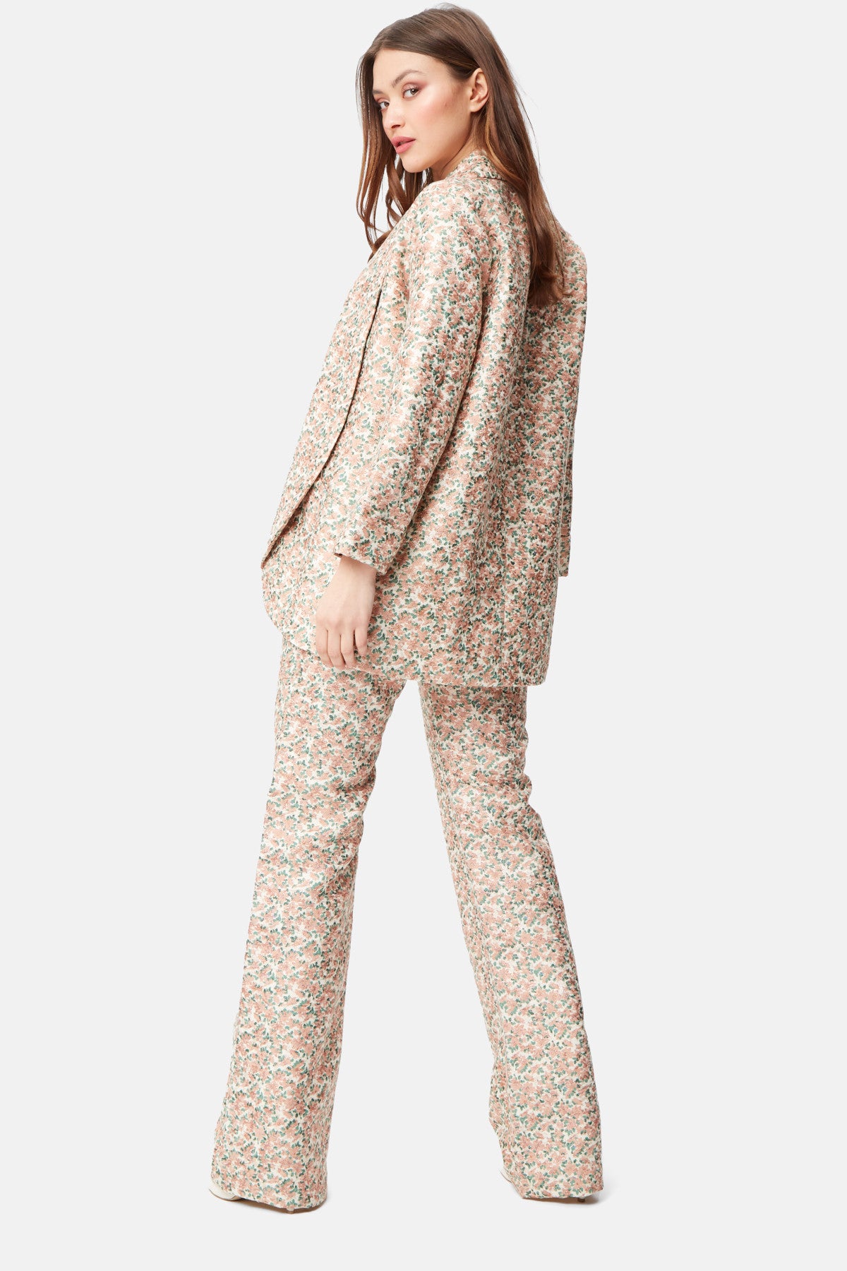 Brocade Gold Thread Flare Trousers-4