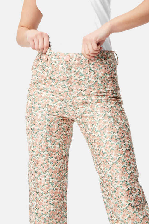 Brocade Gold Thread Flare Trousers-0