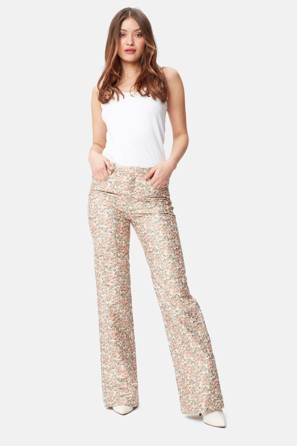 Brocade Gold Thread Flare Trousers-5