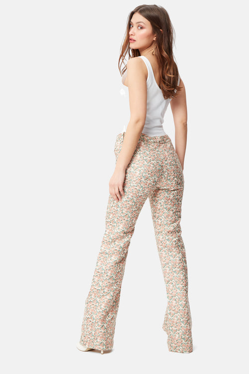 Brocade Gold Thread Flare Trousers-1