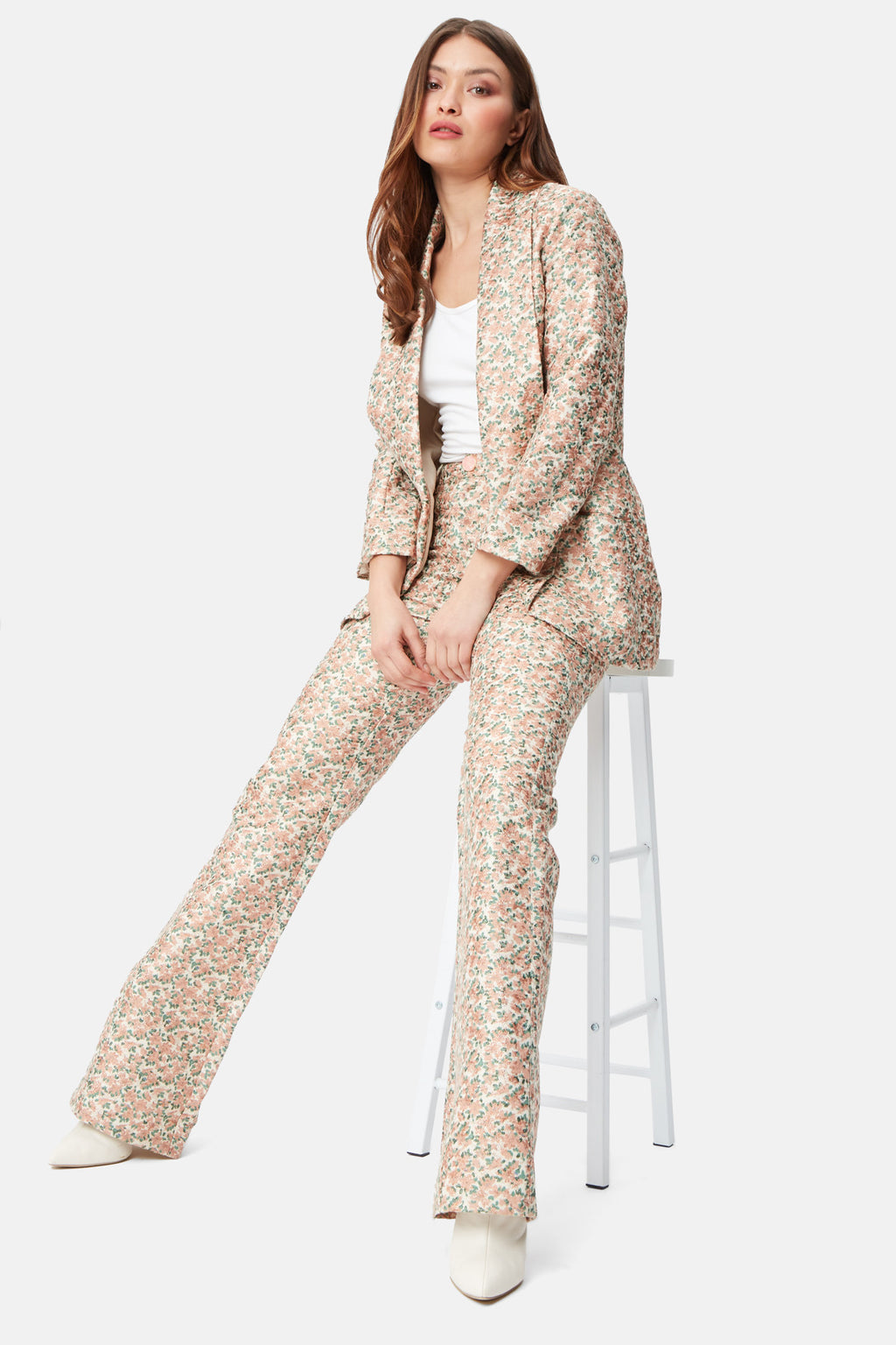 Brocade Gold Thread Flare Trousers-2