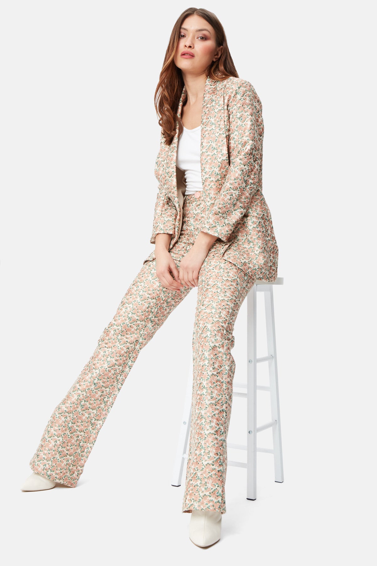 Brocade Gold Thread Flare Trousers-2